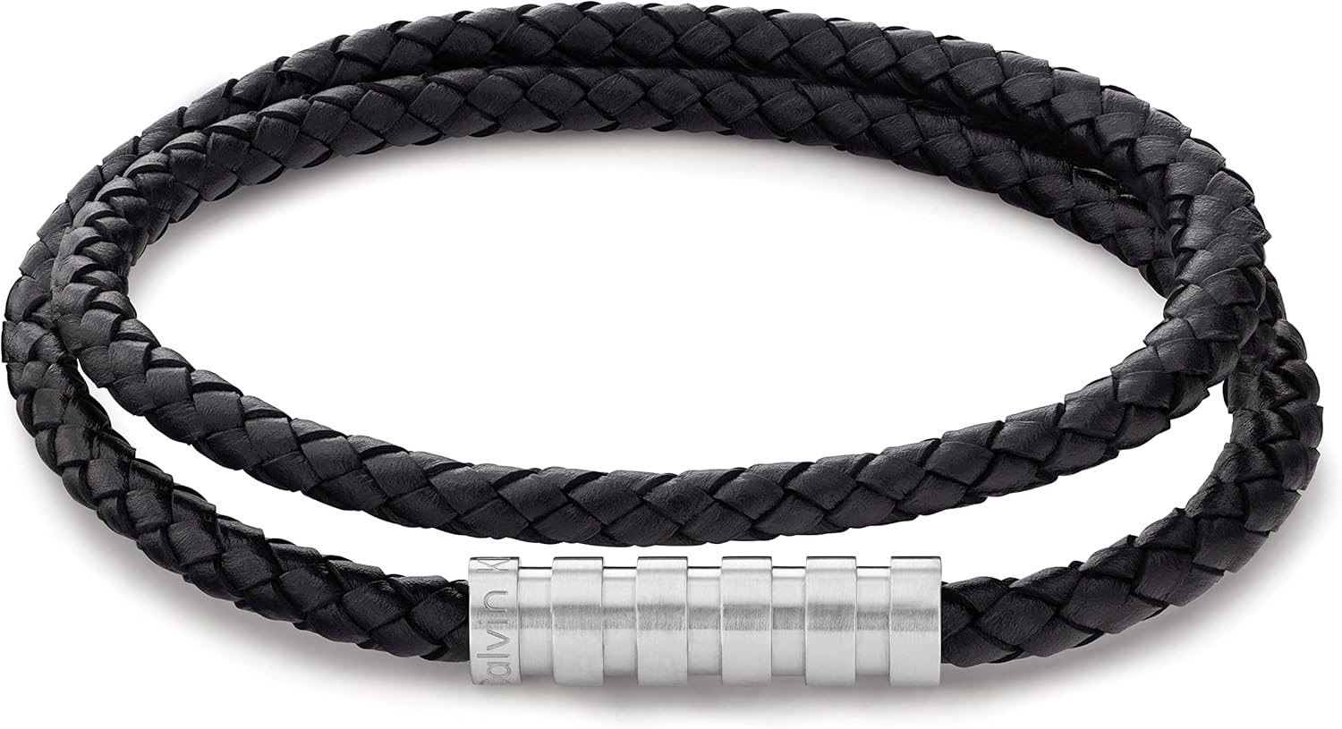 

Мужской плетеный кожаный браслет Calvin Klein: архитектурный дизайн сочетается с современным стилем благодаря магнитной застежке., Black