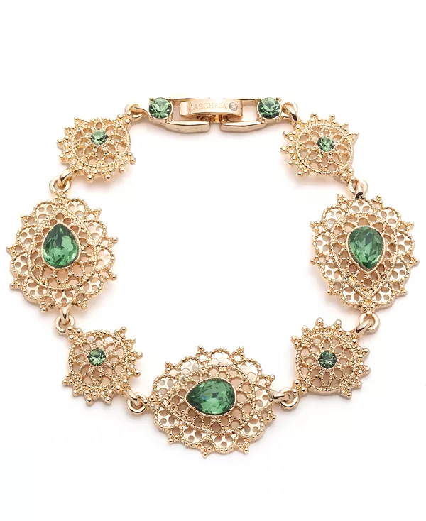 

Открытый гибкий браслет из стекла и пластика с филагранью Marchesa, green