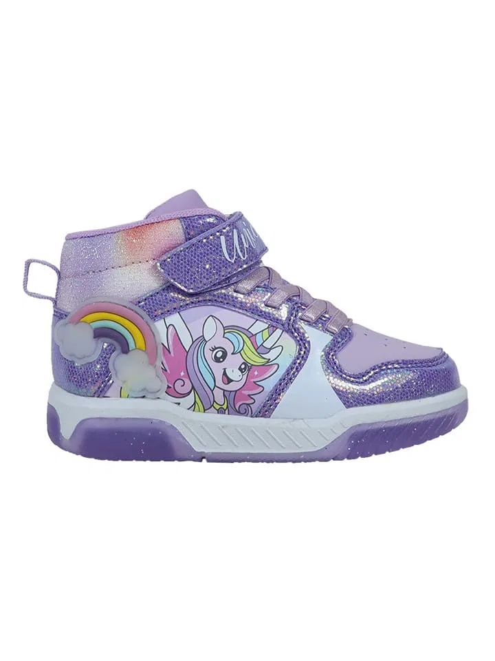 Кроссовки детские с узором, Unicorn, лиловый/белый