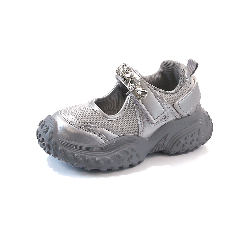 

Нескользящие и износостойкие дышащие низкие детские кроссовки для повседневной носки Izumi Chiryū, серебряный