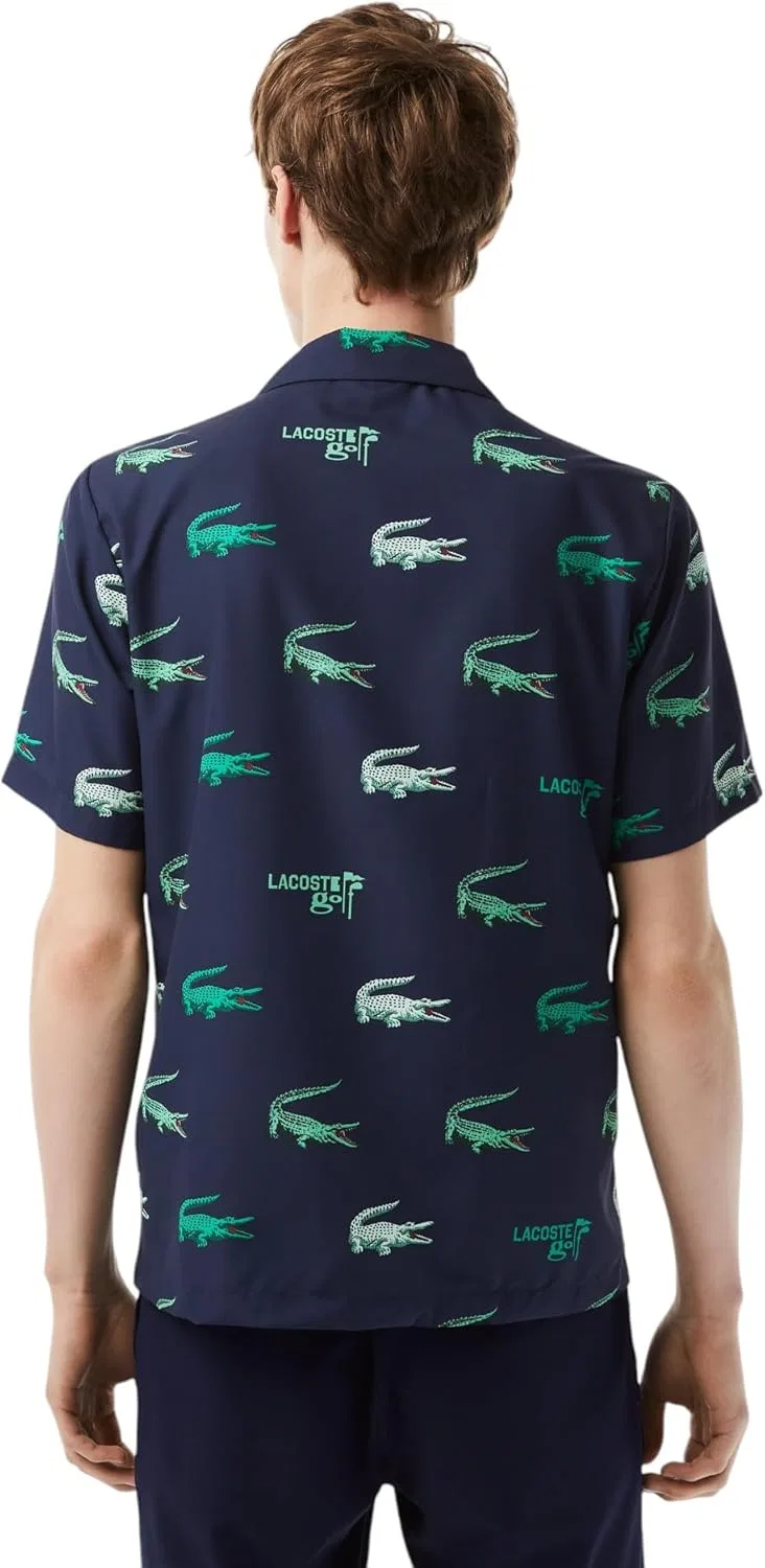 Рубашка для гольфа Lacoste мужская с коротким рукавом и принтом — фото 2