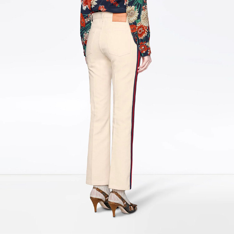 Женские джинсы Gucci оригинальные, премиальное качество, цвет слоновая кость — фото 3
