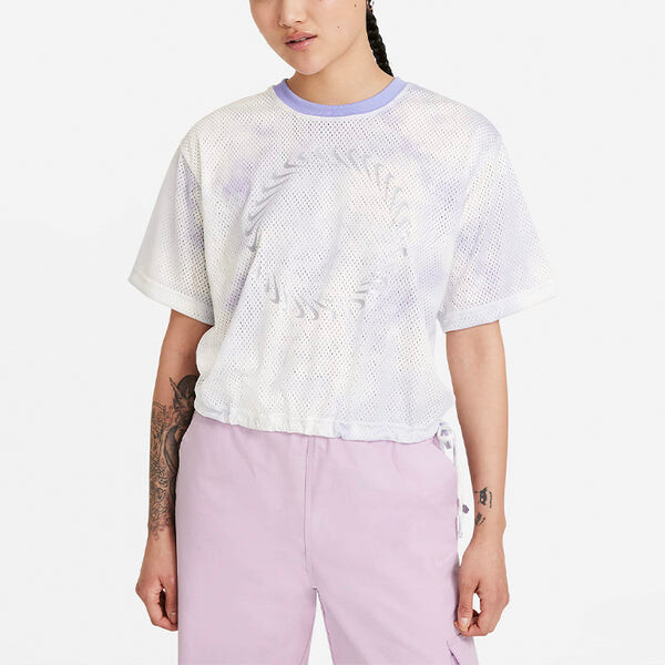 Футболка (WMNS) Nike Sportswear Icon Clash Tie Dye Printing Mesh Breathable Round Neck Short Sleeve Light Purple T-Shirt, фиолетовый — фото 4