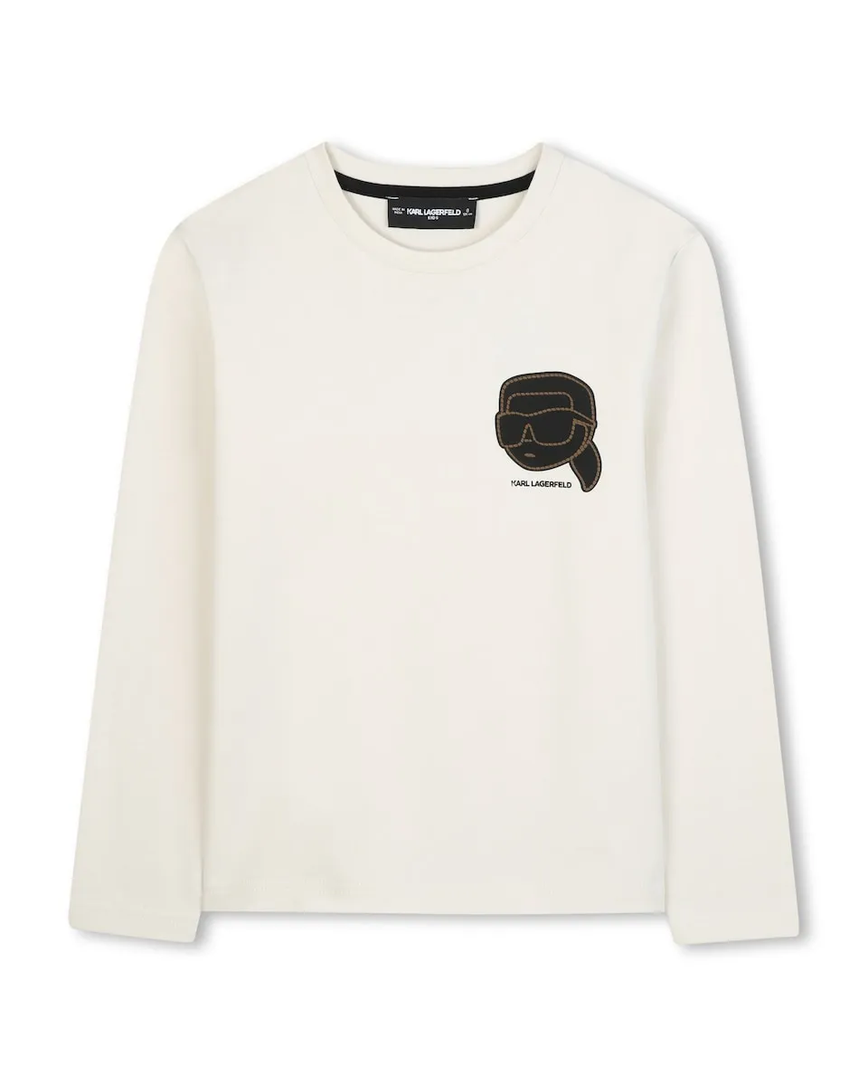 

Детская футболка естественного цвета из хлопка Karl Lagerfeld Kids