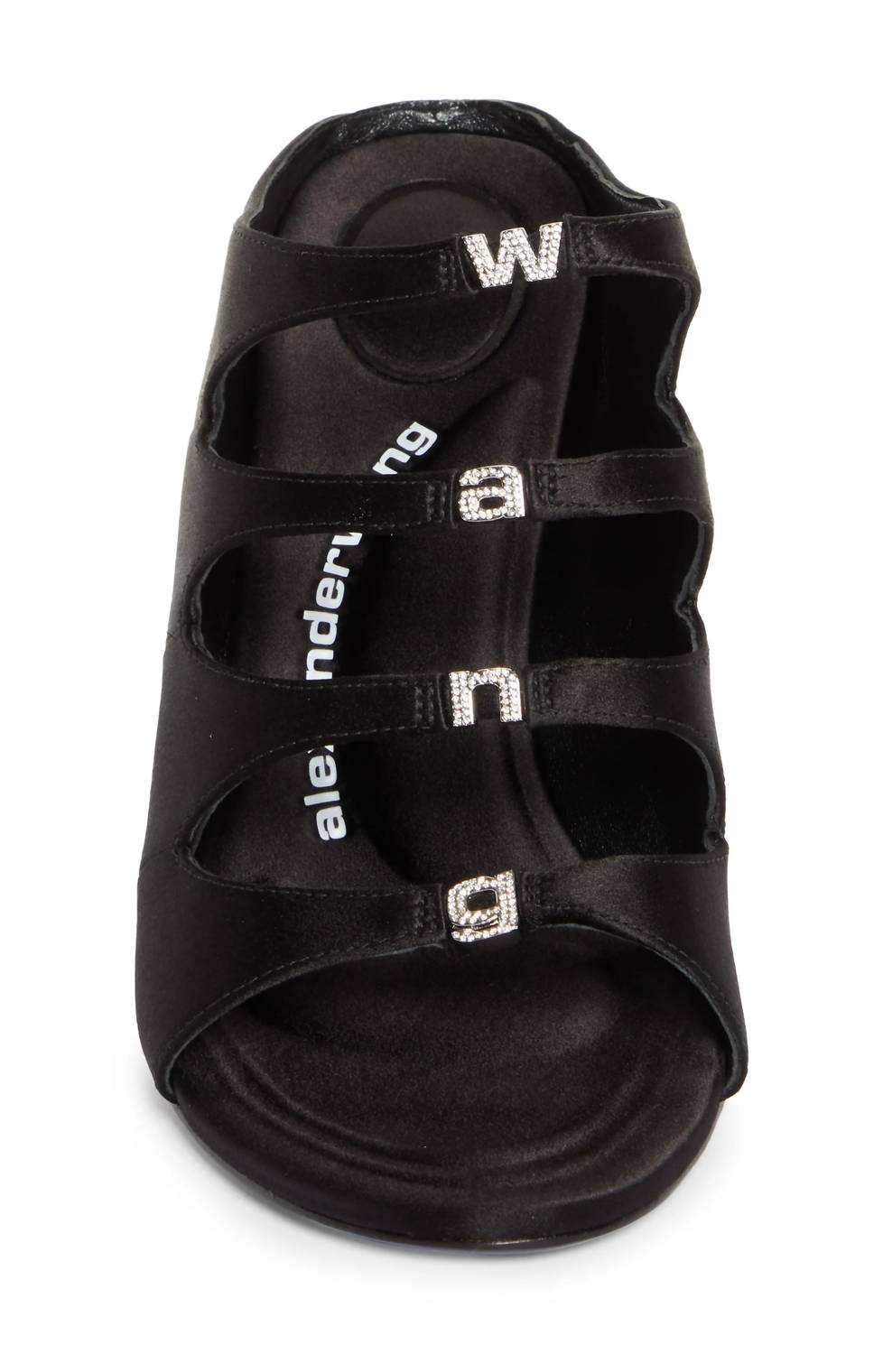 Женские черные атласные сандалии на каблуке Lolita с кристаллами Alexanderwang — фото 4