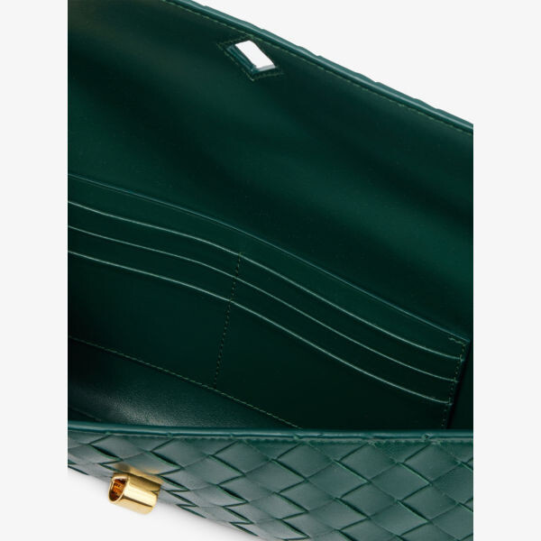 Кожаная сумка-клатч Andiamo Bottega Veneta, зеленый — фото 4