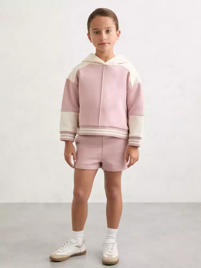 Детский комплект из хлопковой толстовки и шорт, розовый Reiss