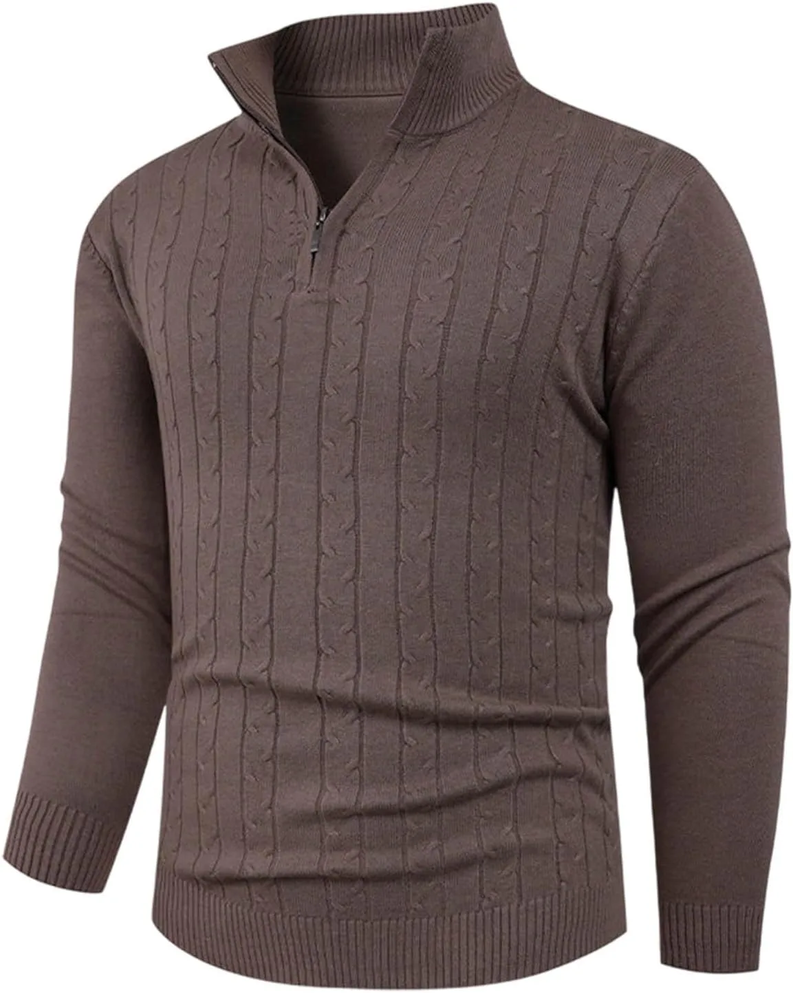 

Мужской свитер с четвертью молнии, вязаный, классический, утепленный