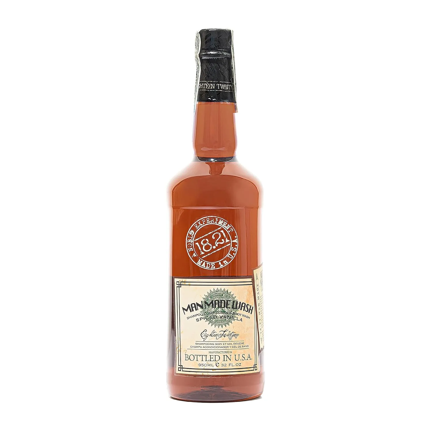 18.21 Man Made Original Absolute Mahogany 3-в-1 Гель для душа, шампунь и кондиционер для мужчин, подходит для всех типов волос и кожи, укрепляет и увлажняет, обладает мужественным ароматом, 955 мл