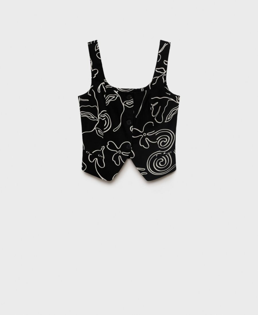 

Женский льняной жилет с цветочным принтом MANGO, Black