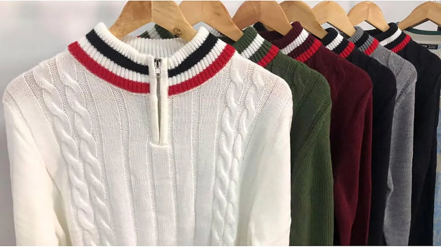 Свитер-полузип мужской Casual Business с длинным рукавом и воротником-стойкой, Wool Heavyweight Knit, Slim Fit, Vintage Pullover — фото 3