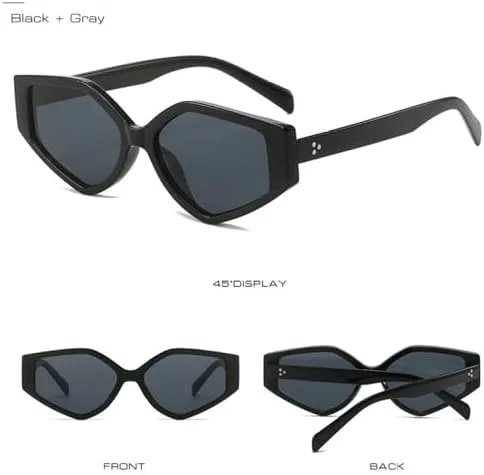 

Солнцезащитные очки Polygon Cat Eye для женщин, модные очки с градиентными линзами, винтажные солнцезащитные очки для мужчин с заклепками MTZJH, Leopard Grey