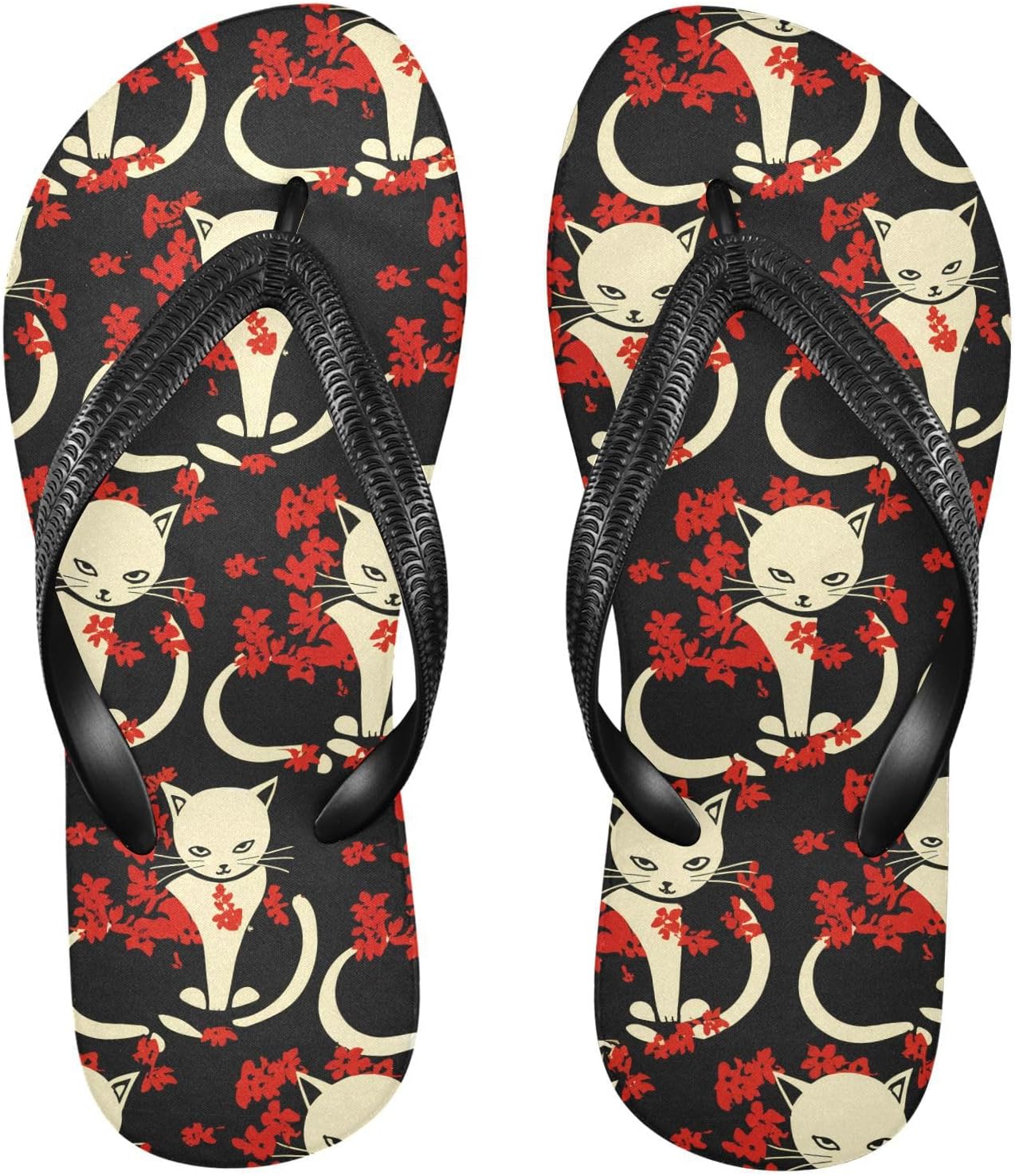 

Кошки Красные Цветы Шлепанцы Пляж Летние Повседневные Сандалии для Женщин и Мужчин Душевые Тапочки 20861747 Kfbe