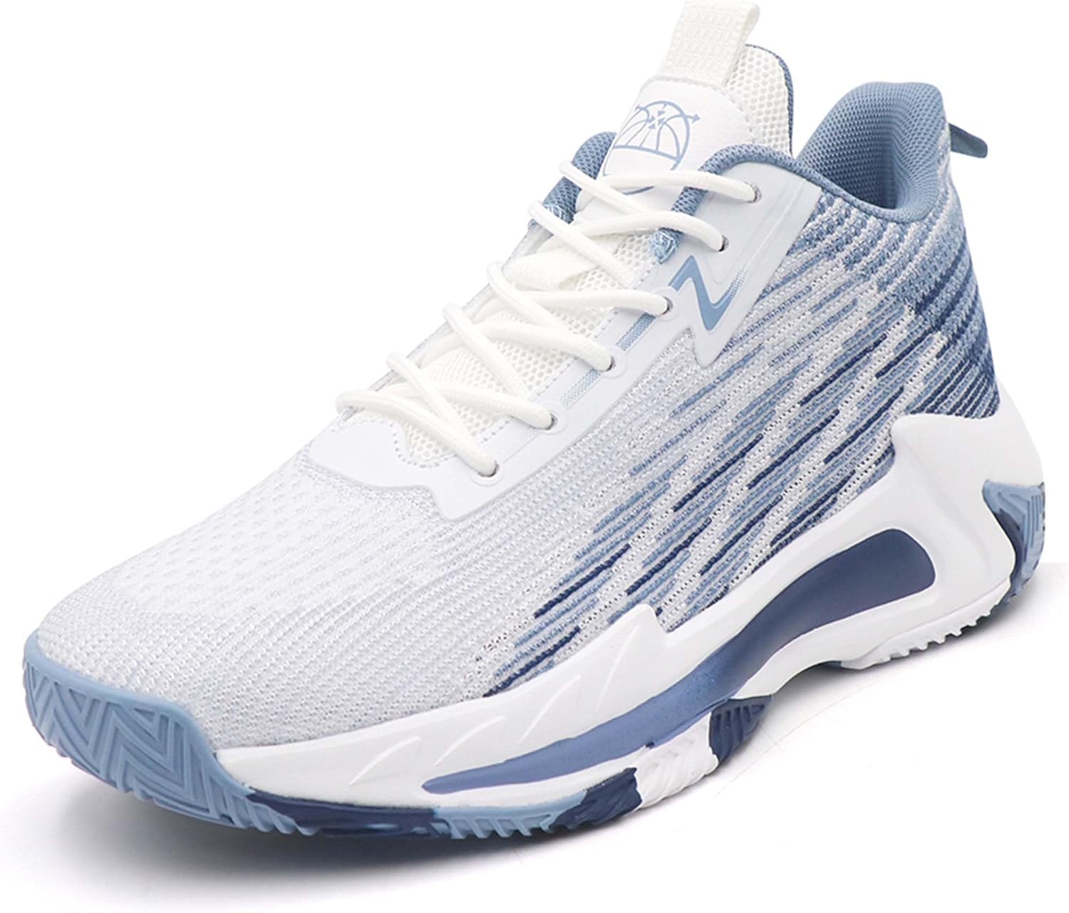 

Мужские баскетбольные кроссовки, легкий верх из вязаной сетки, поддержка верхней части, дышащие, нескользящие, износостойкие, с поддержкой свода стопы, кроссовки для занятий баскетболом в зале и на улице, для бега Vtiao, синий