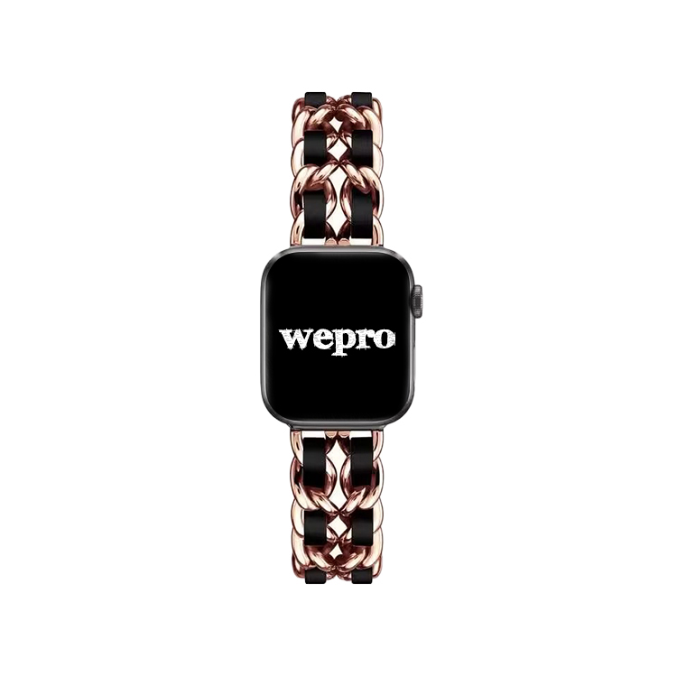 

Wepro Часы Strap Apple Compatibility Metal 49mm, Rose Gold + Black Leather