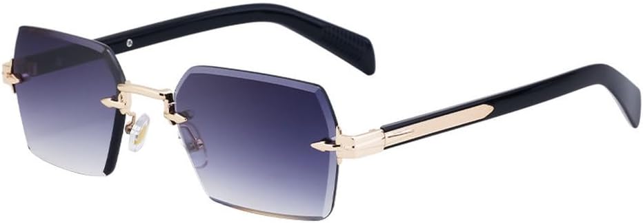 

Мужские прямоугольные солнцезащитные очки без оправы для вождения, модные женские солнцезащитные очки с улучшенной защитой от солнца, защитные очки-козырьки HVTVTLA, Gold Gray