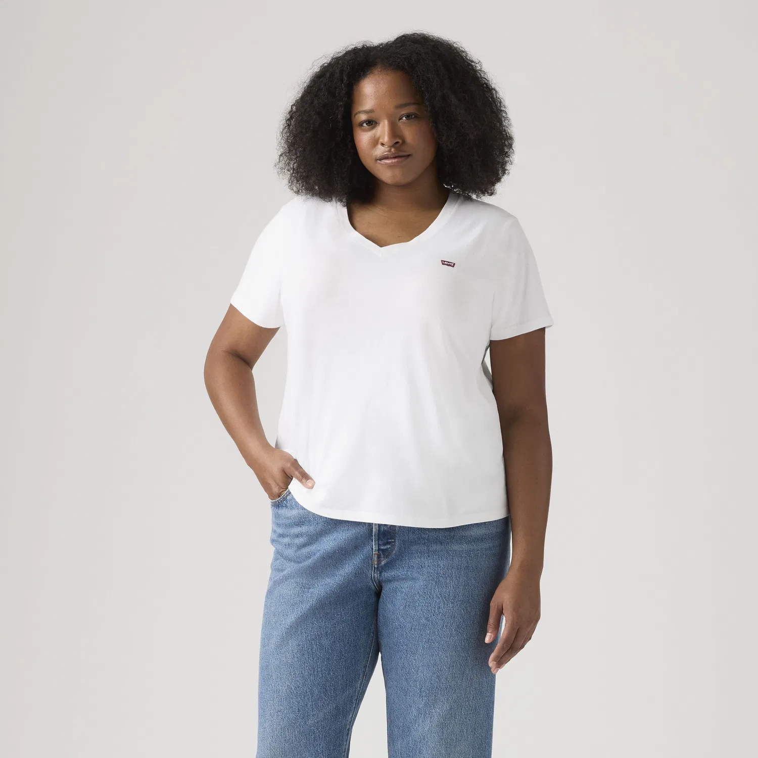 Футболка с V-образным вырезом (большого размера) Levi's, White — фото 3