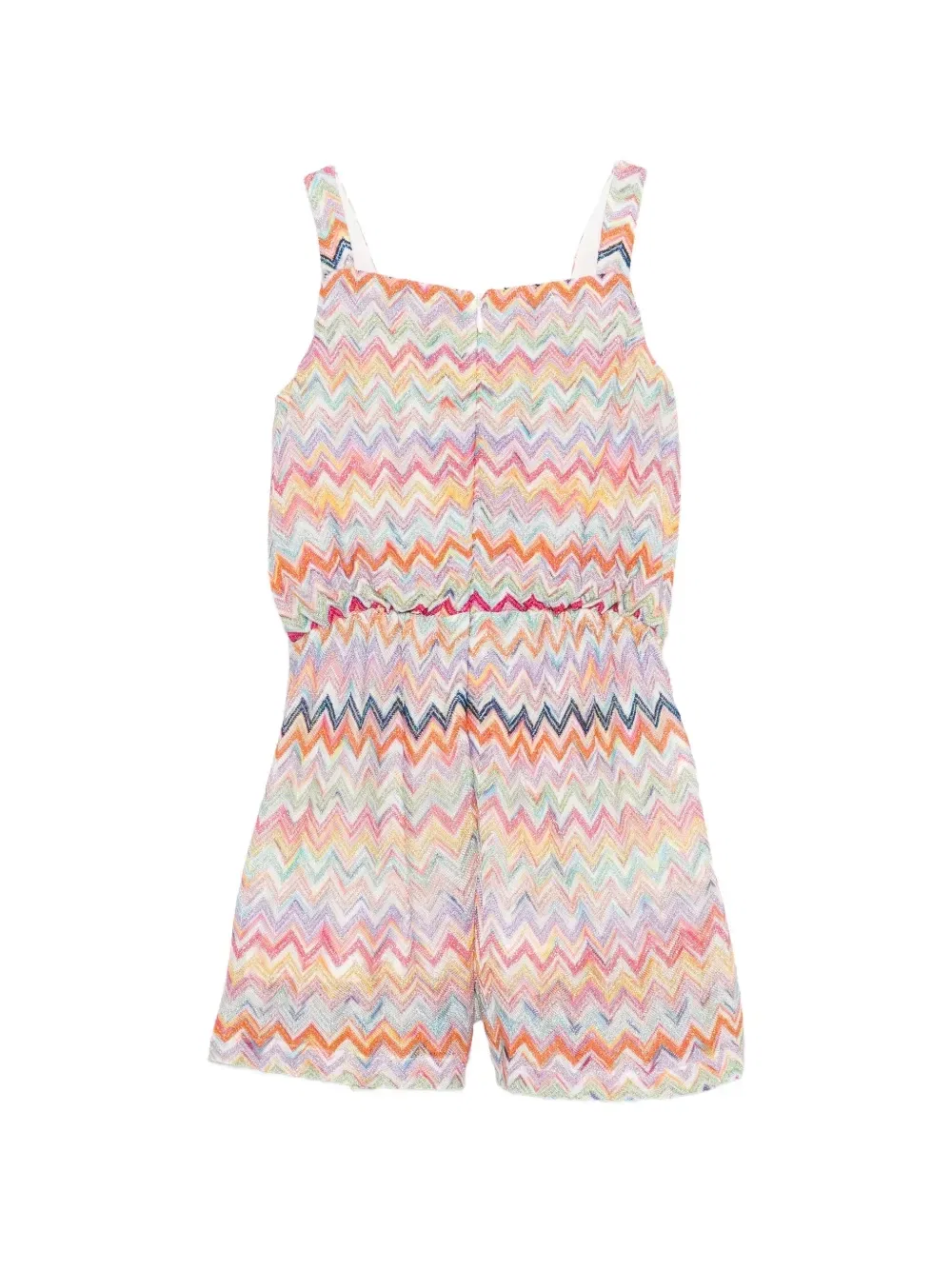 Комбинезон без рукавов с зигзагообразным узором Missoni Kids, бежевый — фото 2