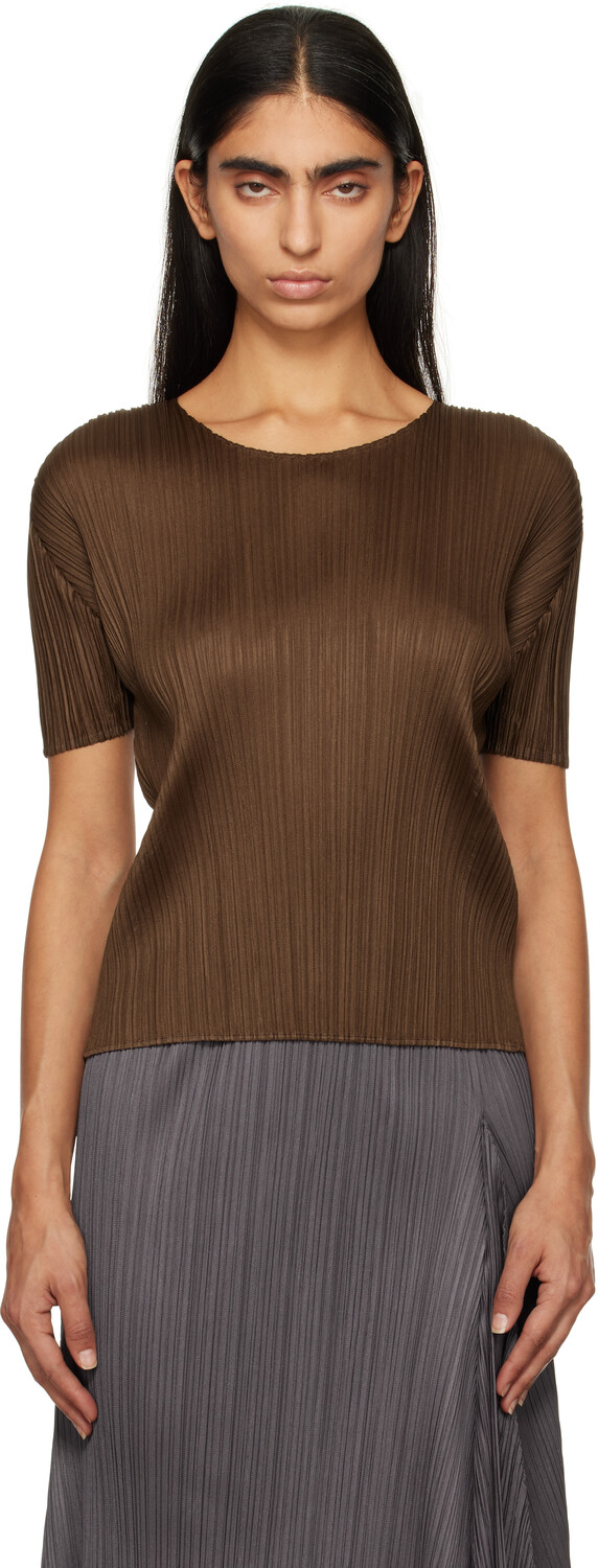 

Новая красочная футболка Basics 4 PLEATS PLEASE ISSEY MIYAKE, коричневый