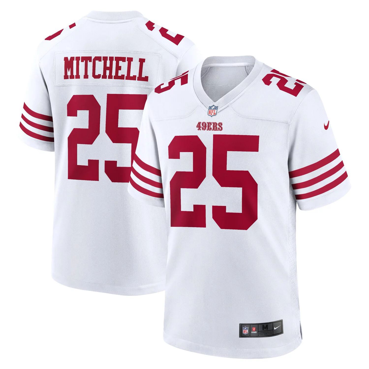 

Мужское белое джерси игрока Elijah Mitchell San Francisco 49ers Player Game Nike, Белый, Мужское белое джерси игрока Elijah Mitchell San Francisco 49ers Player Game Nike