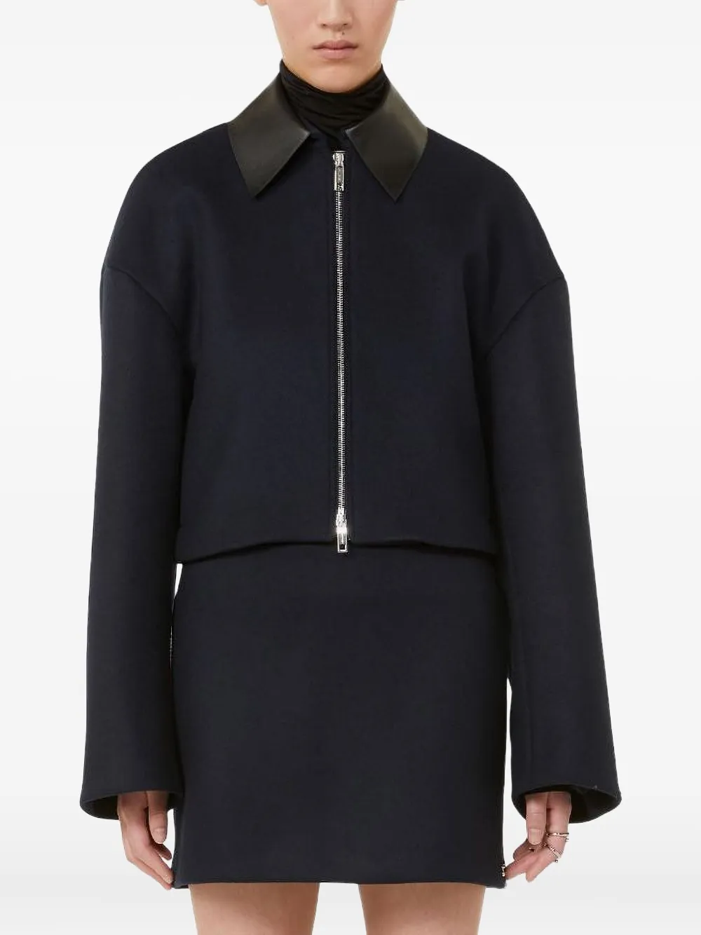 

Шерстяная куртка с кожаным воротником Vacuo MAX MARA, синий