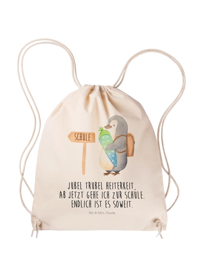 

Mr. & Mrs. Panda Сумка из ткани с изображением пингвина, школьный конус с надписью кремового цвета