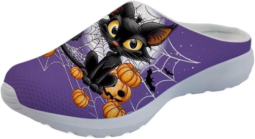 

GLENLCWE Blue Dolphin Butterfly Мужские садовые сабо, женские слоги с мягкой сеткой Mules Сандалии для ходьбы Легкая обувь для медсестры, Halloween Cat