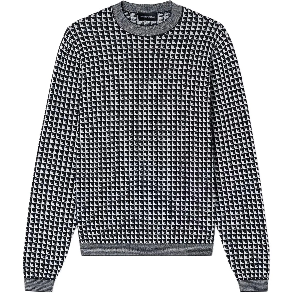 Свитер с узором "гусиная лапка" Emporio Armani черный