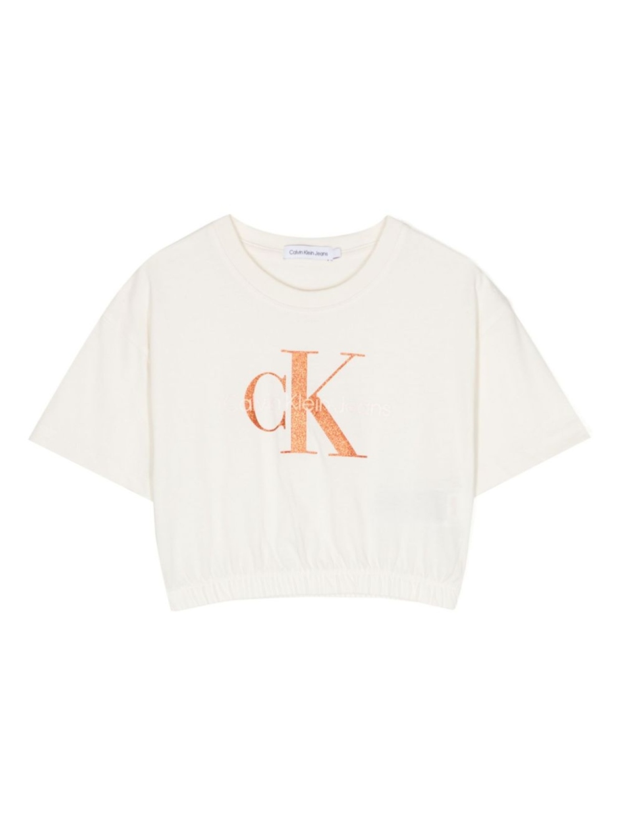 

Укороченная футболка с монограммой Calvin Klein Kids, нейтральный цвет