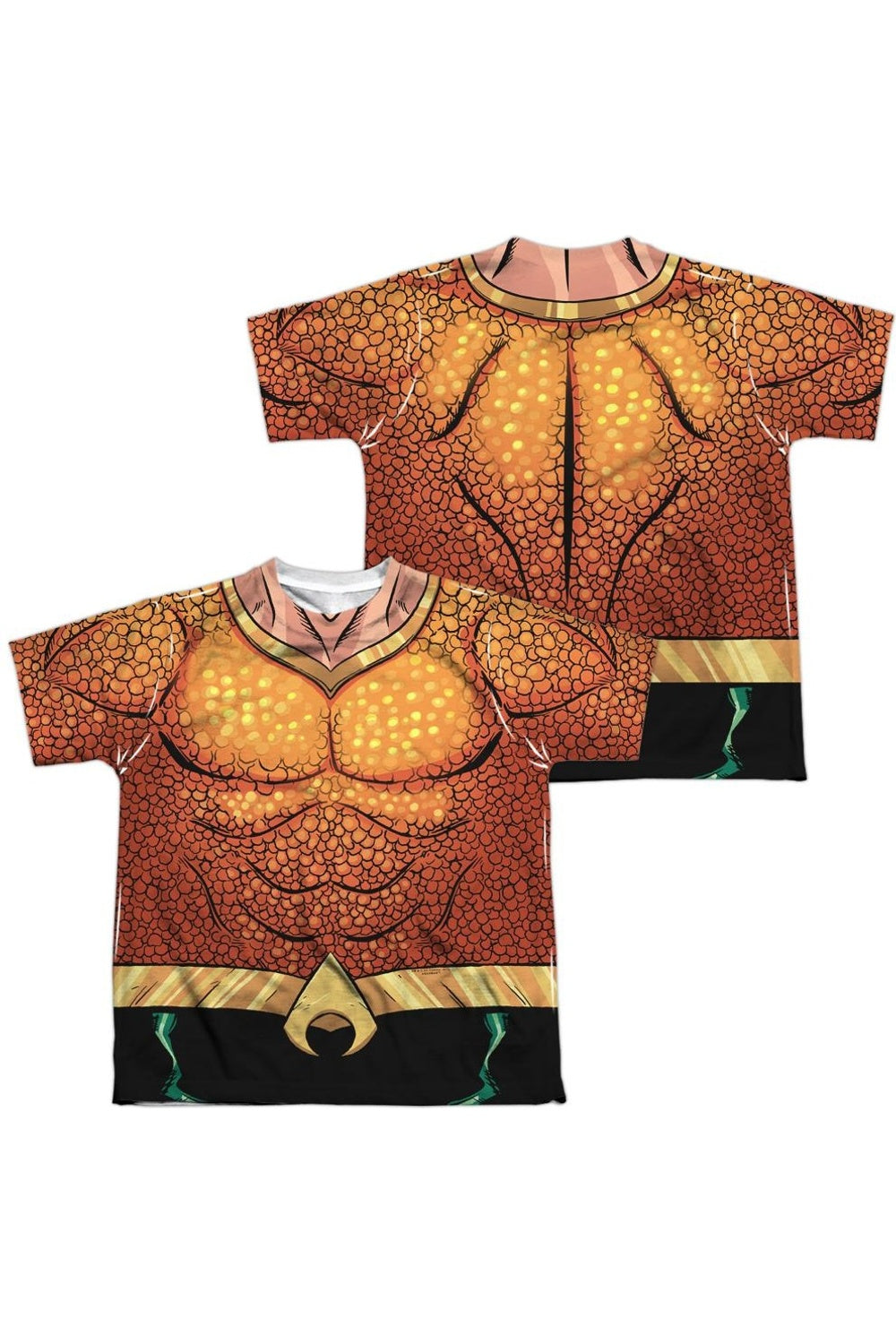

Футболка для мальчиков с коротким рукавом Justice League of America Aquaman Rebirth Uniform (принт спереди и сзади) Gildan, белый