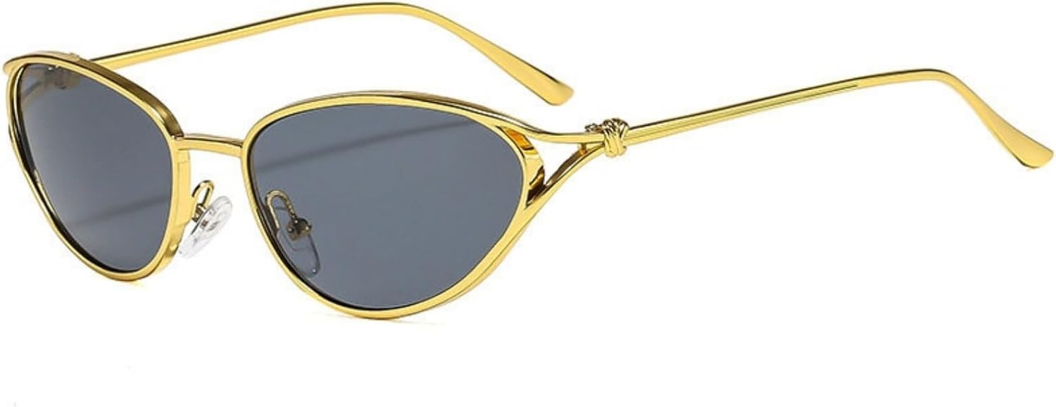 

willochra Модные милые металлические солнцезащитные очки «кошачий глаз» в винтажном стиле, маленькие овальные, с защитой от УФ-излучения UV400, для женщин и мужчин, для активного отдыха на природе, C1