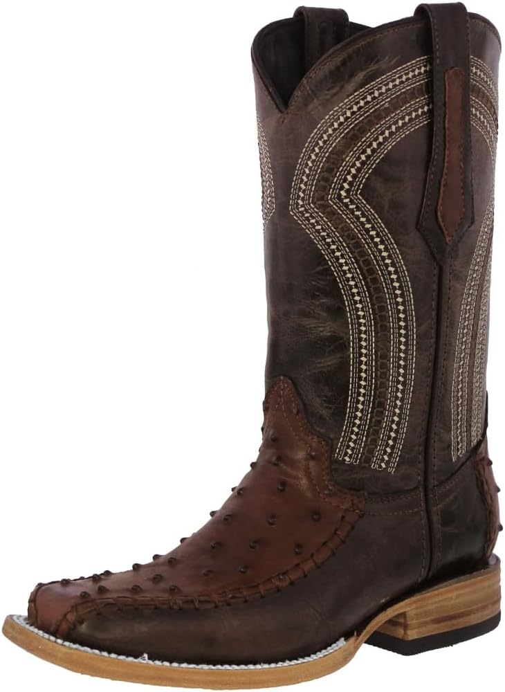 

Мужские коричневые ковбойские сапоги Texas Legacy с принтом из кожи страуса, длинный квадратный носок