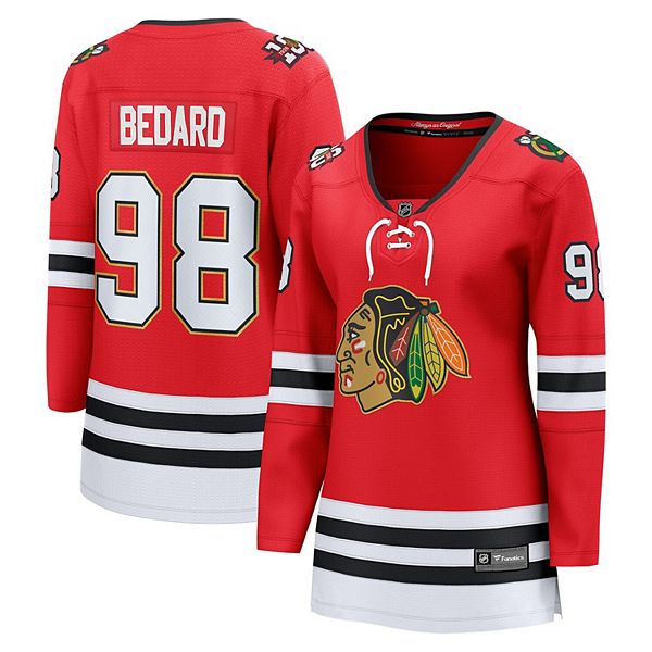 

Женская хоккейная майка Chicago Blackhawks Connor Bedard Centennial Breakaway Fanatics