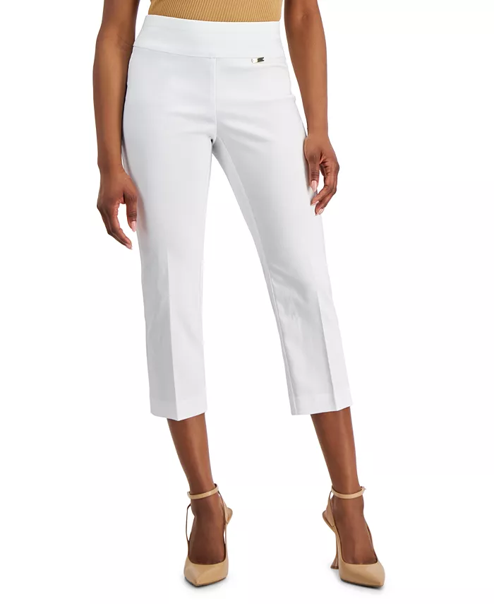 

Укороченные брюки прямого кроя с завышенной талией Petite Mid-Rise Straight-Leg Capri Pants I.N.C. International Concepts, белый