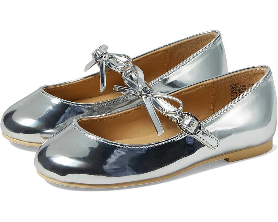 

Туфли на плоской подошве Janie and Jack Patent Bow Flat, серебряный