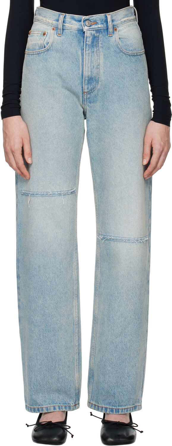 

Синие джинсы с 5 карманами MM6 Maison Margiela, светло-голубой