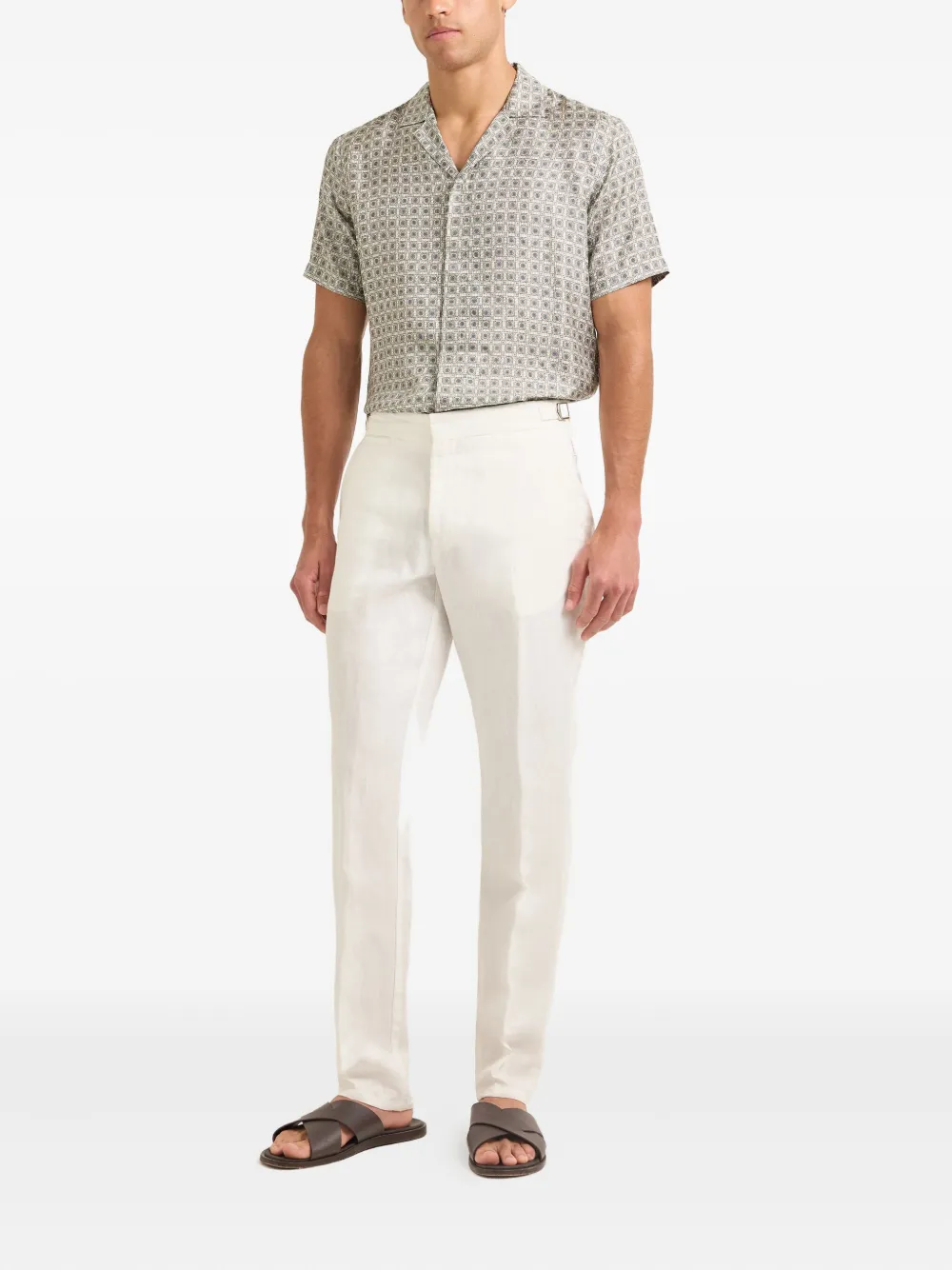 

Шелковая рубашка с геометрическим узором «Майтан» Orlebar Brown, белый