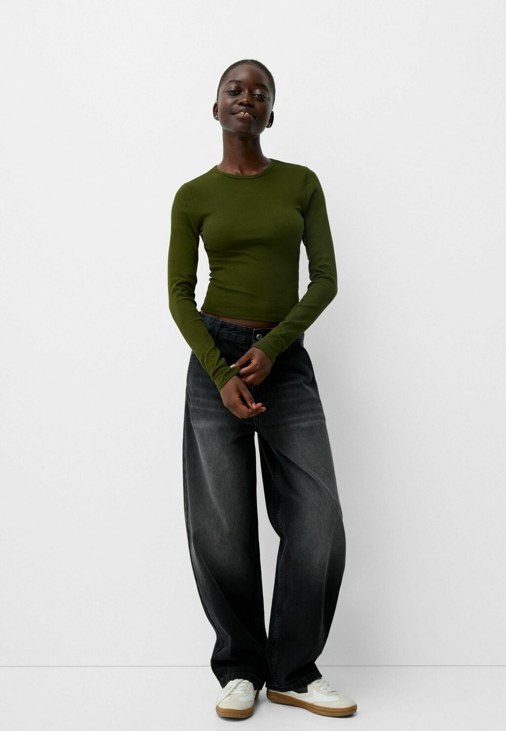 

Рубашка с длинным рукавом LONG SLEEVE Bershka, зеленый