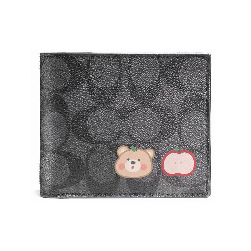 

COACH Кожаный кошелек 3 в 1 для мужчин черный, Apple Bear