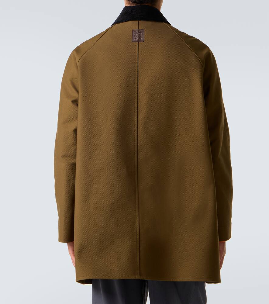 Хлопковое пальто с отделкой из вельвета Loewe, Khaki Green — фото 4