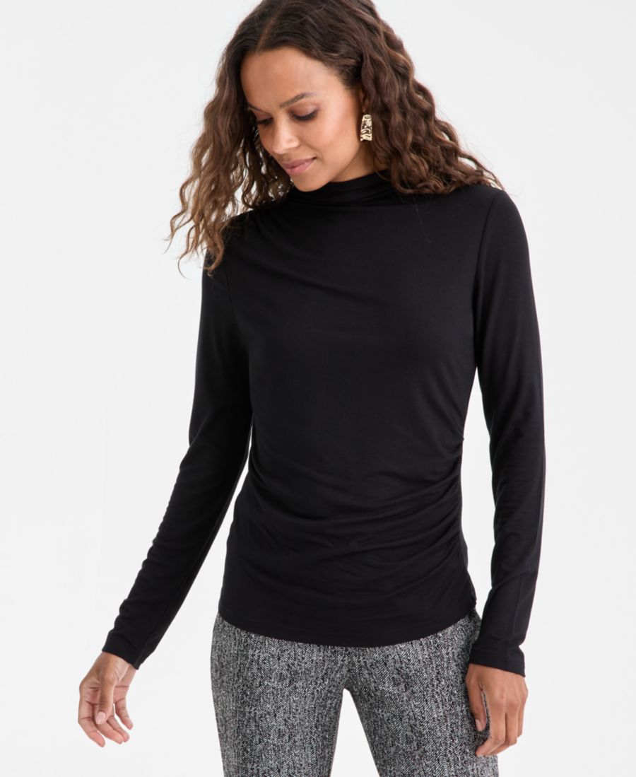 

Укороченный топ с высоким воротником, эксклюзивно от Macy's INC International Concepts, Deep Black