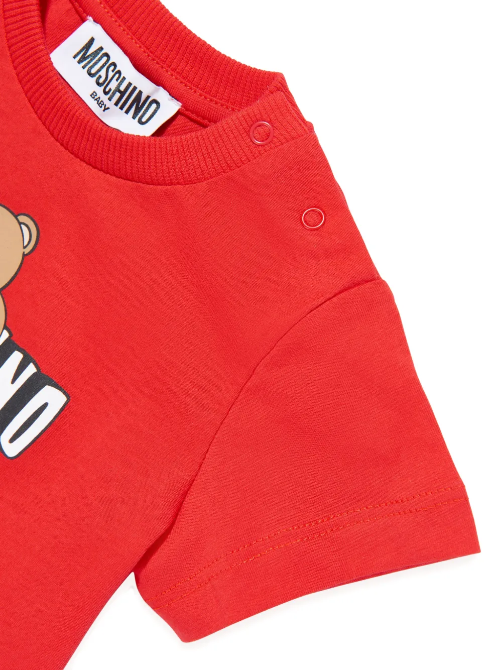 Футболка с принтом в виде мишки Moschino Kids, красный — фото 4