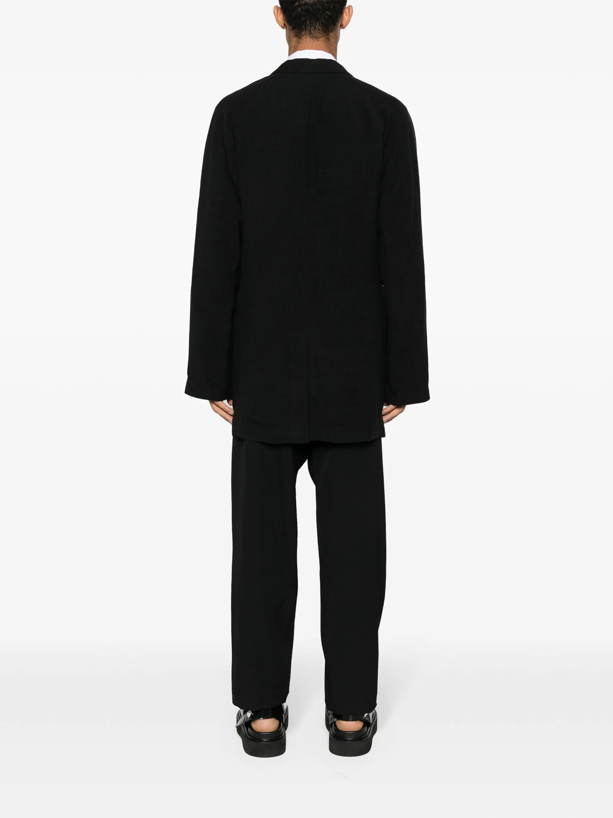 Однобортное пальто Yohji Yamamoto, черный — фото 4