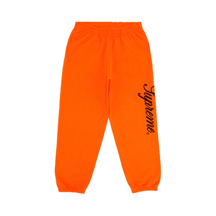 

Спортивные брюки Supreme Embroidered Script Sweatpant, цвет Bright Orange