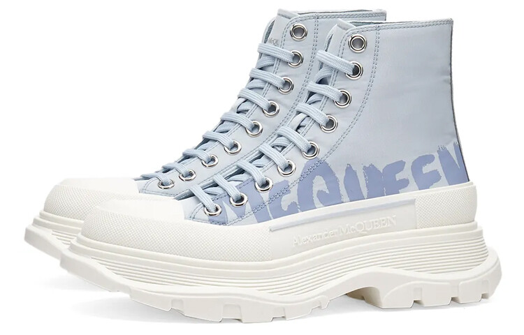 Ботинки женские Alexander Mcqueen Tread Slick Martin, светло-синий — фото 2
