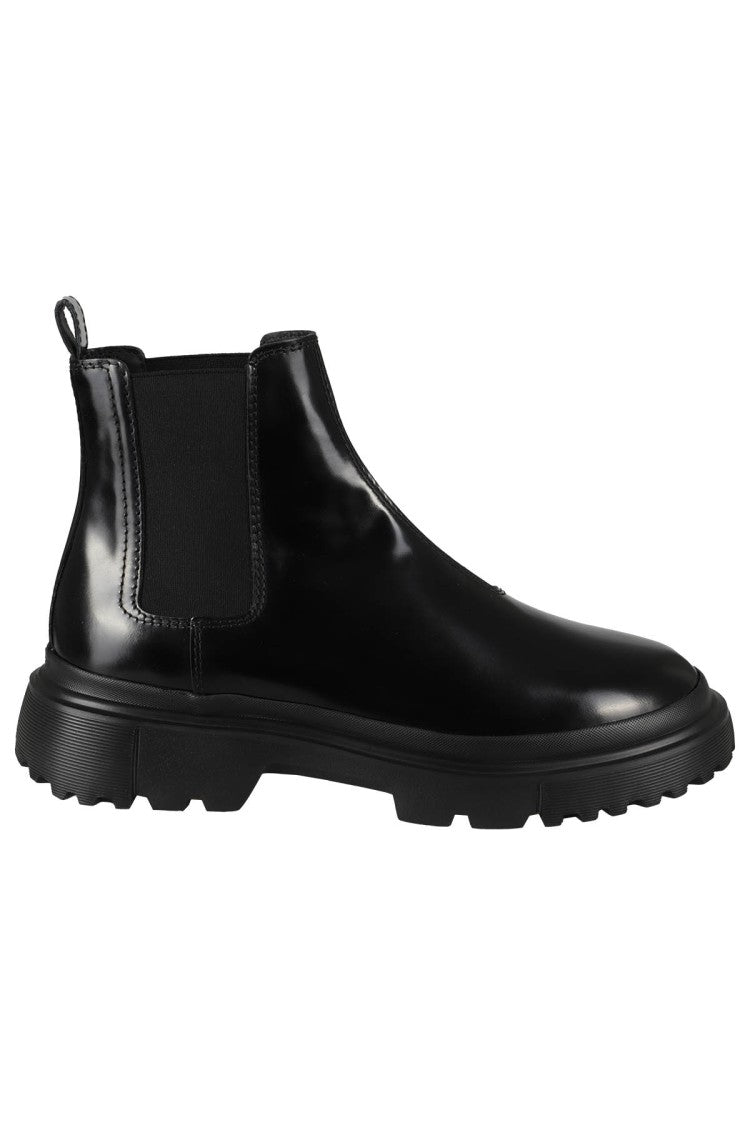 

H629 Chelsea Блестящие кожаные ботинки до щиколотки Hogan, черный