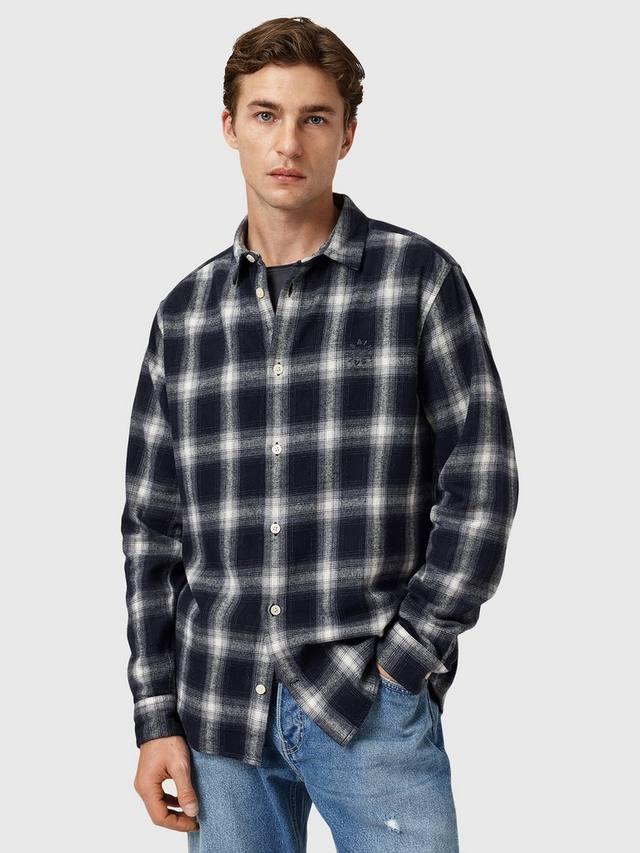 

Хлопковая рубашка свободного кроя в клетку Haven AllSaints, Blue Mid