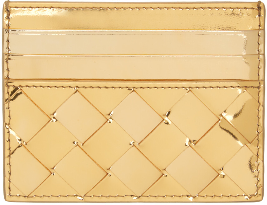 

Золотая визитница для карт Intrecciato Bottega Veneta