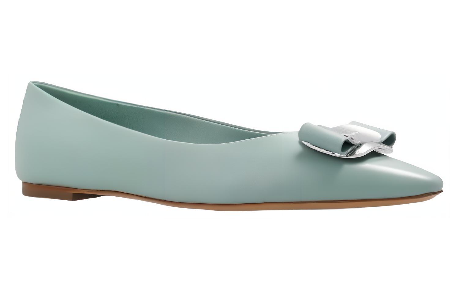 FERRAGAMO New Vara-bow Балетки из ягненка, Светло-голубой — фото 3