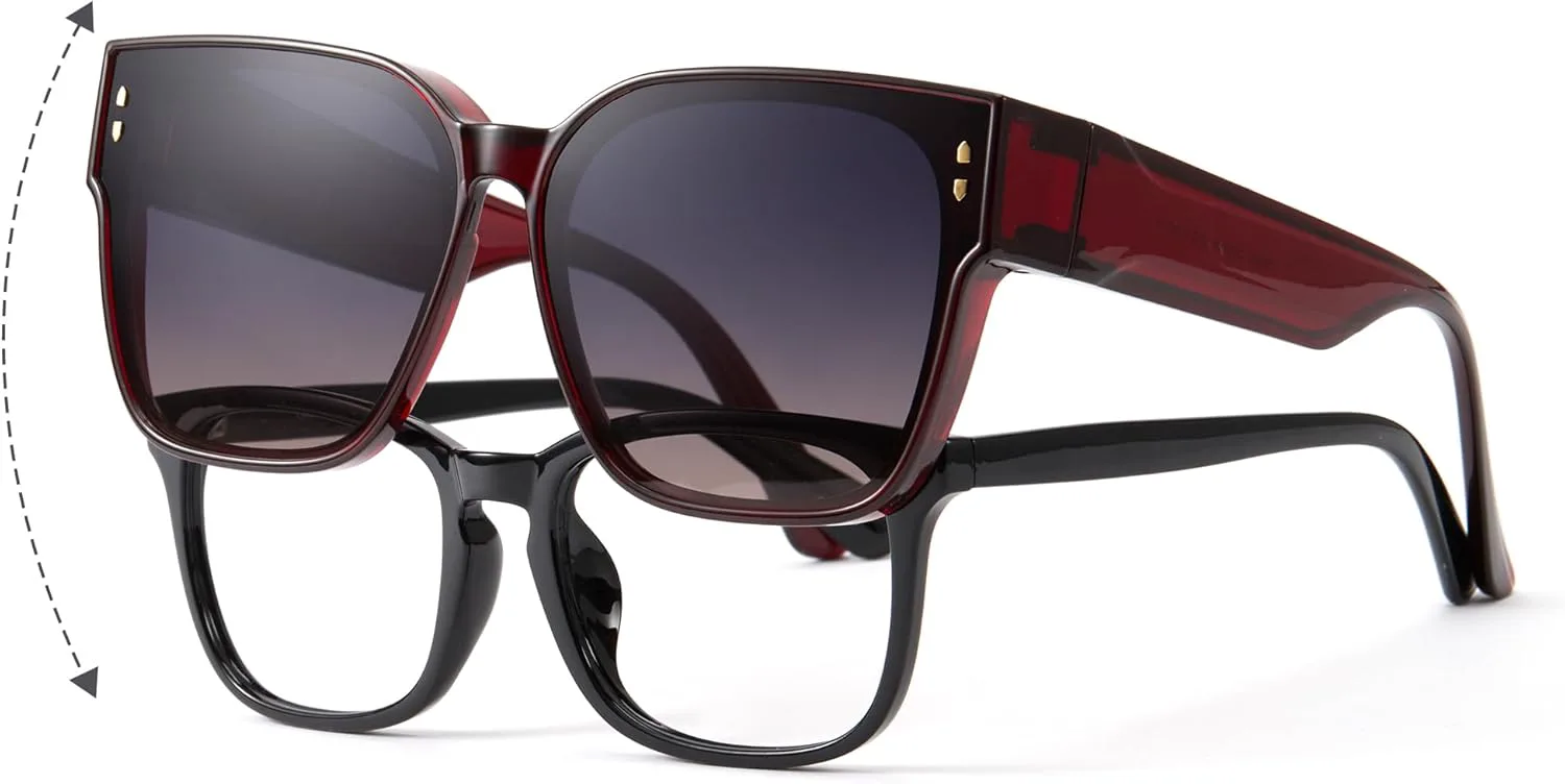 

Солнцезащитные очки Cyxus Fit Over Glasses для женщин, большие поляризованные очки для вождения, модная защита UV400 1119, Less 5.59x2.04in-wine/ Black-1119
